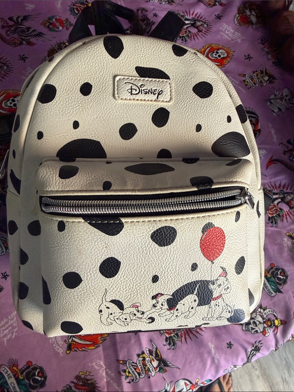 Disney White & Black 101 Dalmatians Spot Mini Backpack with Red Balloon Accent